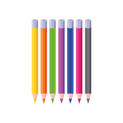 colored pencils on white background