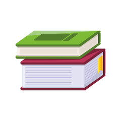 stack of books on white background