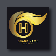 Luxury letter H logo template in gold color. Royal premium logo template vector