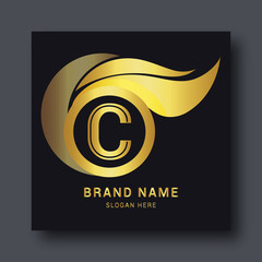 Luxury letter C logo template in gold color. Royal premium logo template vector