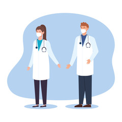 group of doctors avatar character vector illustration design