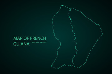 French Guiana map filled with light blue gradient. High resolution. Mercator projection. Blue gradient French Guiana map. Detailed, Mercator projection. - Vector