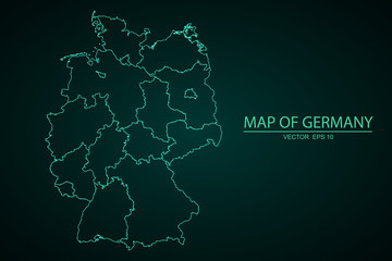 Germany Map on white background. Flat vector, High detailed blue vector map, germany map - blue pastel graphic background . Vector illustration eps 10. - Vector