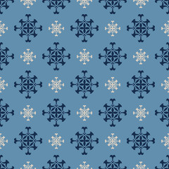 Seamless Pattern | Colors: Blue, White | Vintage Background Vector | Wallpaper For Interior Design