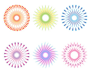 Illustration set of colorful fireworks