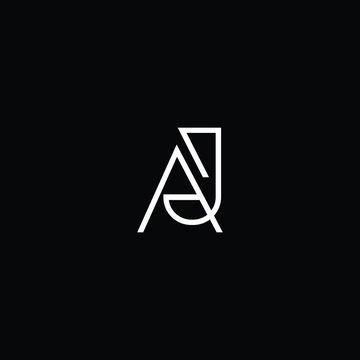 Minimal elegant monogram art logo. Outstanding professional trendy awesome artistic AJ JA initial based Alphabet icon logo. Premium Business logo White color on black background