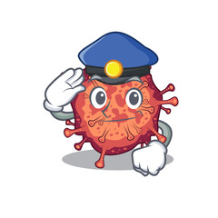 A picture of contagious corona virus performed as a Police officer