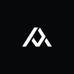 Minimal elegant monogram art logo. Outstanding professional trendy awesome artistic AP PA AJ JA initial based Alphabet icon logo. Premium Business logo White color on black background