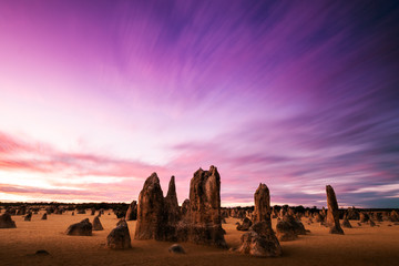 The Pinnacles in Western Australia at sunrise