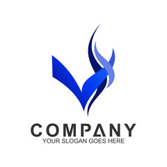 letter V logo with fire shape, initial letter logo, business name, corporate identity