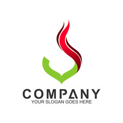 letter V logo with fire shape, initial letter logo, business name, corporate identity