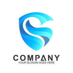 Naklejka premium Shield Letter G Logo With Wave Shape Concept, Protection And Care Logo, Guardian Symbol