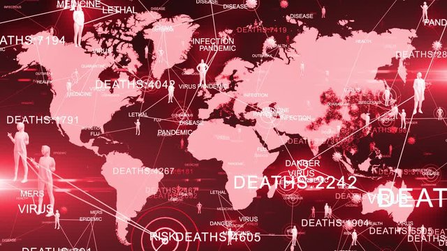 Virus outbreak pandemic spread of virus transmission world map Coronavirus COVID-19 - Animation Render