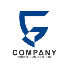 Shield Letter G Logo In Blue Line Shape, Protection And Care Logo, Guardian Symbol