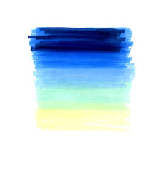 Summer mood in a combination of colors,blue, turquoise, yellow and green spots drawn with a marker, isolated on a white background, can be used as a background or design object.