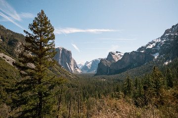 Tunnel View Under Full Moonlight at Night in Yosemite National Park