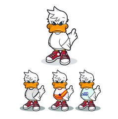 Angry duck mascot character logo