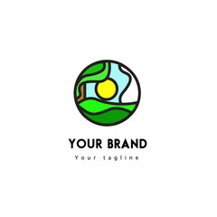 line art minimalist logo design template summer spring