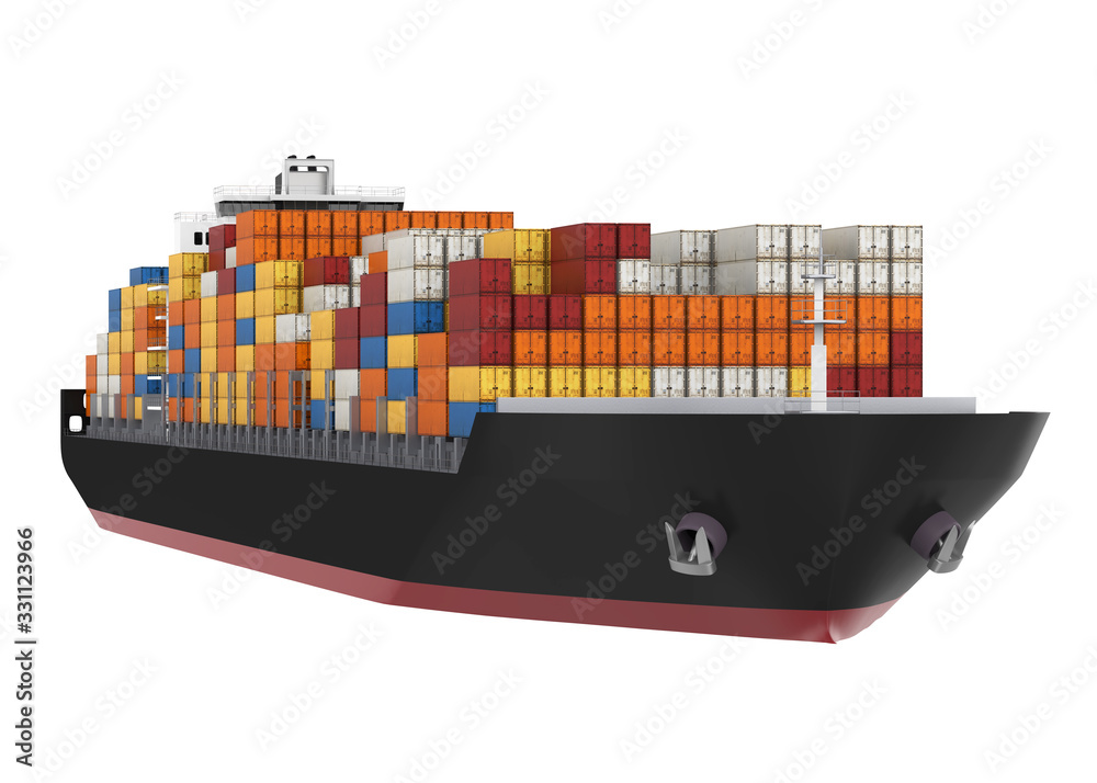 Wall mural container ship isolated