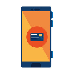 smartphone with credit card isolated icon vector illustration designs