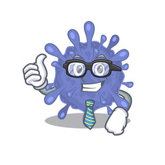 Biohazard viruscorona Businessman cartoon character with glasses and tie