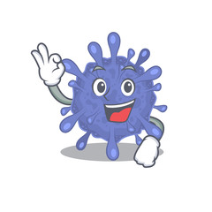 Biohazard viruscorona cartoon character design style making an Okay gesture