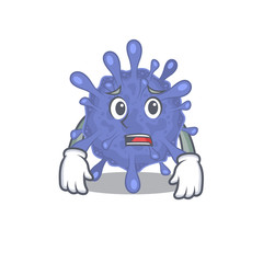 Cartoon picture of biohazard viruscorona showing anxious face