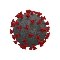 Coronavirus SARS-CoV-2. Epidemic virus outbreak in China. Infection COVID-19 concept. 3D rendering illustration. Isolated on white background.