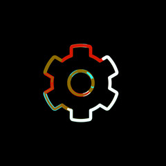 Symbol cog from multi-colored circles and stripes. Red, brown, blue, white