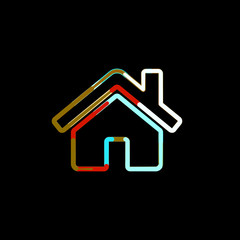 Symbol home from multi-colored circles and stripes. Red, brown, blue, white