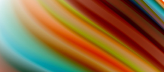 Wave lines abstract background, smooth silk design with rainbow style colors. Liquid fluid color waves. Vector Illustration