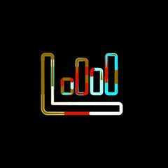 Symbol chart bar from multi-colored circles and stripes. Red, brown, blue, white