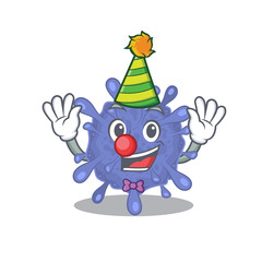 Cute and Funny Clown biohazard viruscorona cartoon character mascot style