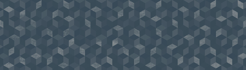 Background　キューブ 　ブルーグレーの幾何学模様の背景イラスト