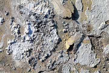 낡아서 패인 시멘트 벽