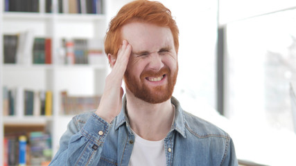 Headache, Stressed Young Casual Redhead Man