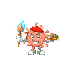 An artistic bulbul coronavirus artist cartoon design using a brush