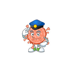 A cartoon of bulbul coronavirus dressed as a Police officer