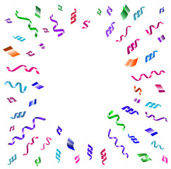 Multicolored serpentine set. Vector pink, violet, red, blue serpantine pieces isolated on white background. Place for text in center.