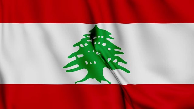 Lebanon flag is waving 3D animation. Lebanon flag waving in the wind. National flag of Lebanon. flag seamless loop animation. 4K