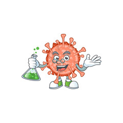 Bulbul coronavirus brainy Professor Cartoon design grasp a glass tube