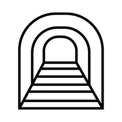 Railroad tunnel with rails, railway road, subway line icon.