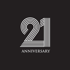 21st year anniversary logo design vector template - obrazy, fototapety, plakaty
