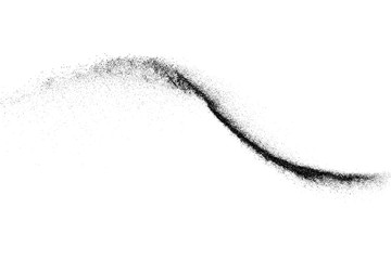 Black grainy wave texture isolated on white background. Dust overlay. Dark noise granules. Digitally generated image. Vector design elements. Illustration, Eps 10.