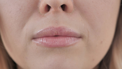 Close Up of Pink Lips of Woman