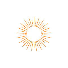 Simple line sun logo design icon vector template