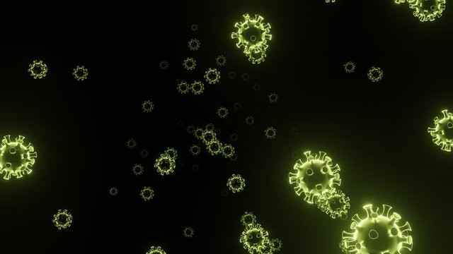 Virus flow looped animation. Macro viral infection covid-19. 3d Render.