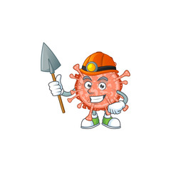 Cool miner worker of bulbul coronavirus cartoon design concept