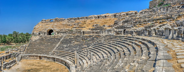The interior of the Miletus Ancient Theatre in Turkey