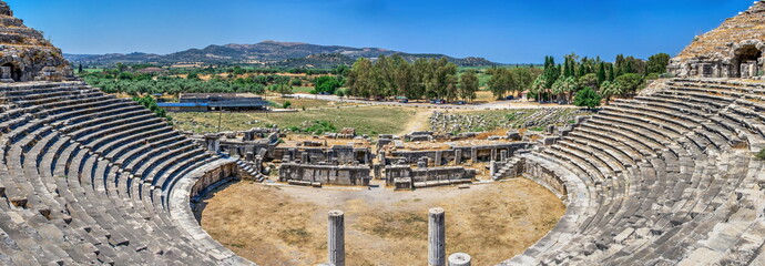 The interior of the Miletus Ancient Theatre in Turkey